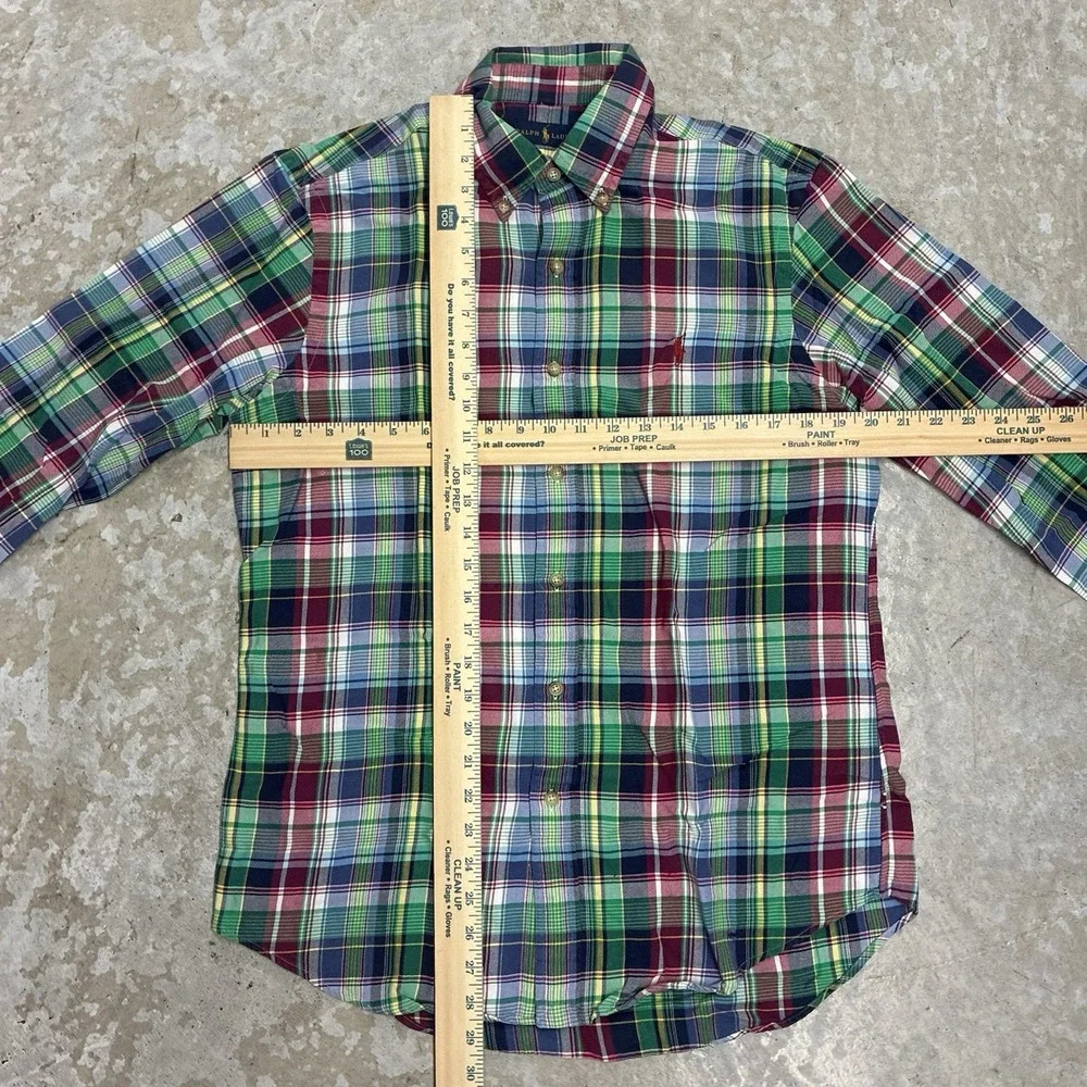 Polo Ralph Lauren Shirt Mens Medium Plaid Button Up Classic Cotton Preppy